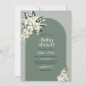 Waterverf White Lily en green background Baby Sh Kaart (Voorkant)