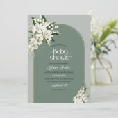 Waterverf White Lily en green background Baby Sh Kaart (Staand voorkant)