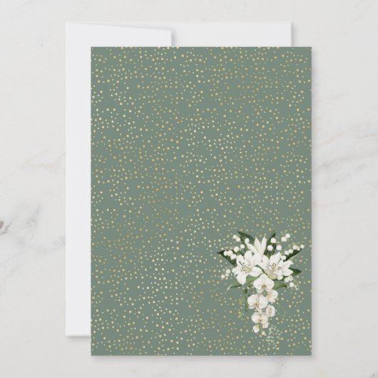 Waterverf White Lily en green background Bridal Kaart (Achterkant)