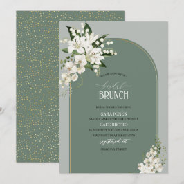 Waterverf White Lily en green background Bridal Kaart