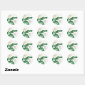 Waterverf White Lily met Green Foliage Weddenschap Ronde Sticker (Vel)