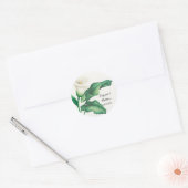 Waterverf White Lily met Green Foliage Weddenschap Ronde Sticker (Envelop)