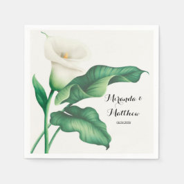 Waterverf White Lily met Green Foliage Weddenschap Servet