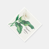 Waterverf White Lily met Green Foliage Weddenschap Servet (Hoek)