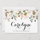 Waterverf White Magnolia Custom Bridesmaid Kaart (Voorkant)