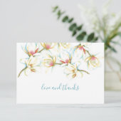 Waterverf White Magnolia Flower Hartelijk dank Bedankkaart (Staand voorkant)