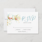 Waterverf White Magnolia Flower Reply RSVP-kaarten RSVP Kaartje (Voorkant)