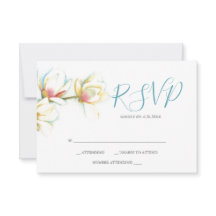 Waterverf White Magnolia Flower Reply RSVP-kaarten