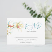 Waterverf White Magnolia Flower Reply RSVP-kaarten RSVP Kaartje (Staand voorkant)
