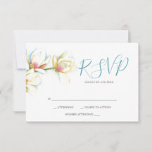 Waterverf White Magnolia Flower Reply RSVP-kaarten