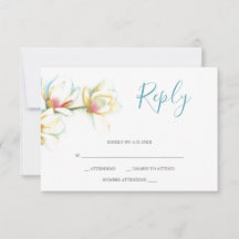 Waterverf White Magnolia Flower Reply RSVP-kaarten