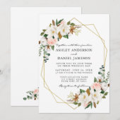 Waterverf White Magnolias Pink Roses Weddenschap G Kaart (Voorkant / Achterkant)