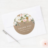 Waterverf White Magnolias Rozen Wedding Kraft Ronde Sticker (Envelop)