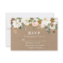 Waterverf White Magnolias Rozen Wedding Kraft