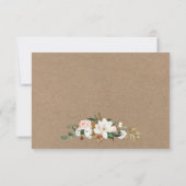 Waterverf White Magnolias Rozen Wedding Kraft RSVP Kaartje (Achterkant)