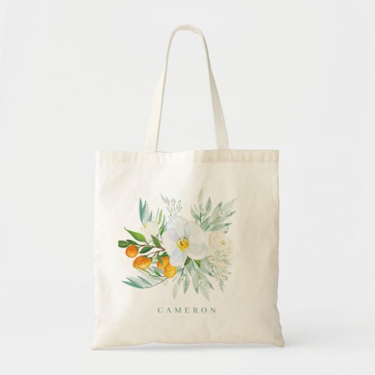 Waterverf White Orchids and Kumquats Bridesmaid Tote Bag (Voorkant)