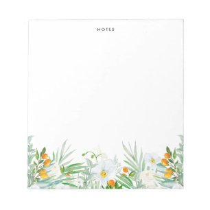 Waterverf White Orchids and Kumquats Personalized Notitieblok