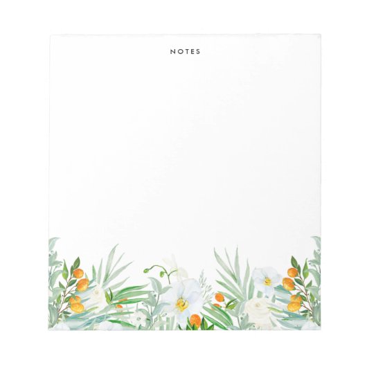 Waterverf White Orchids and Kumquats Personalized Notitieblok (Voorkant)