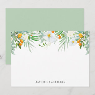 Waterverf White Orchids and Kumquats Stationery Notitiekaartje