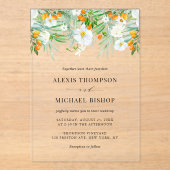 Waterverf White Orchids and Kumquats Wedding Acryl Uitnodigingen (Voorkant)