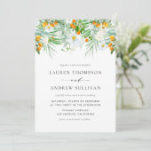 Waterverf White Orchids and Kumquats Wedding Kaart (Staand voorkant)