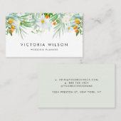 Waterverf White Orchids & Kumquats Garland Visitekaartje (Voorkant / Achterkant)