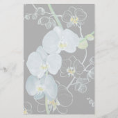 Waterverf White Orchids Pattern Briefpapier (Voorkant)