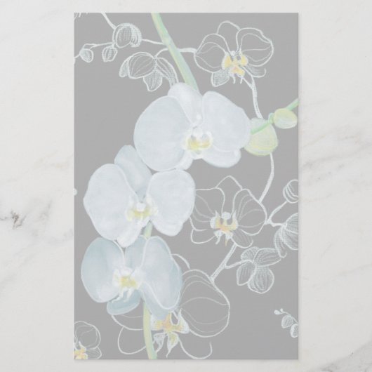 Waterverf White Orchids Pattern Briefpapier (Voorkant)