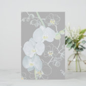 Waterverf White Orchids Pattern Briefpapier (Staand voorkant)