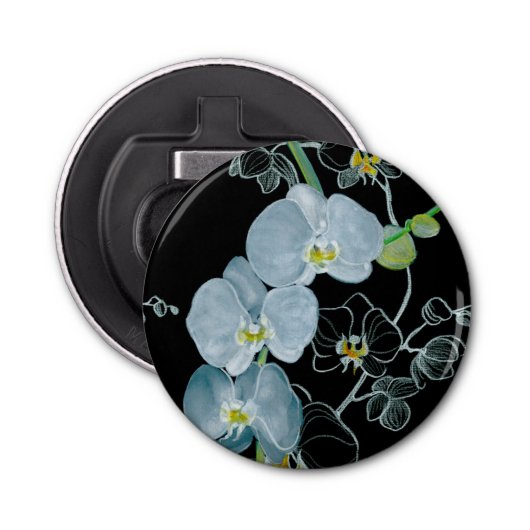 Waterverf White Orchids Pattern Button Flesopener (Voorkant)