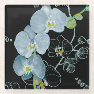Waterverf White Orchids Pattern Glazen Onderzetter