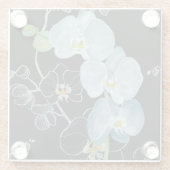 Waterverf White Orchids Pattern Glazen Onderzetter (Achterkant)