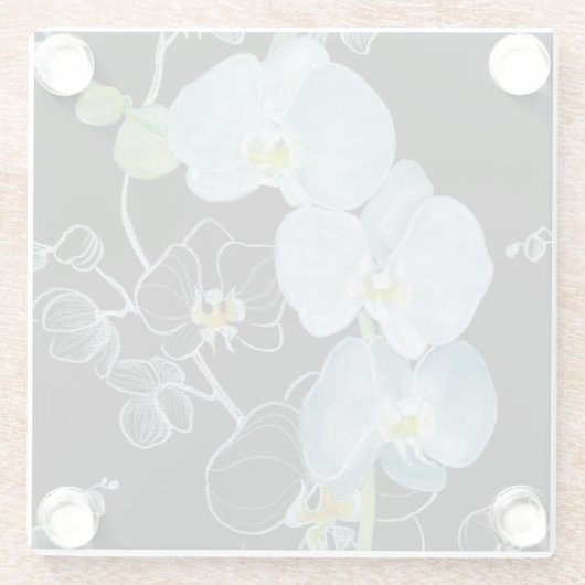 Waterverf White Orchids Pattern Glazen Onderzetter (Achterkant)