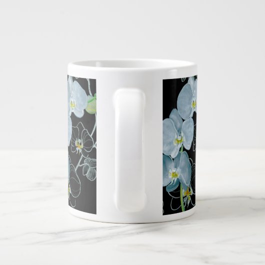 Waterverf White Orchids Pattern Grote Koffiekop (Achterkant)