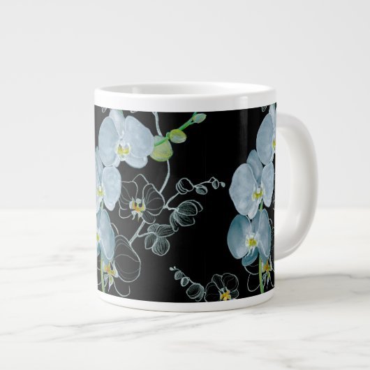 Waterverf White Orchids Pattern Grote Koffiekop (Voorkant rechts)