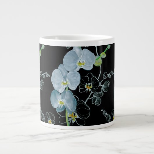 Waterverf White Orchids Pattern Grote Koffiekop (Voorkant)