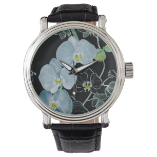 Waterverf White Orchids Pattern Horloge
