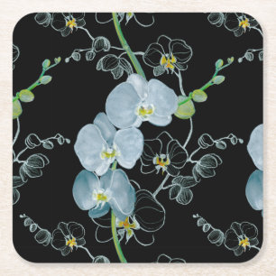 Waterverf White Orchids Pattern Kartonnen Onderzetters