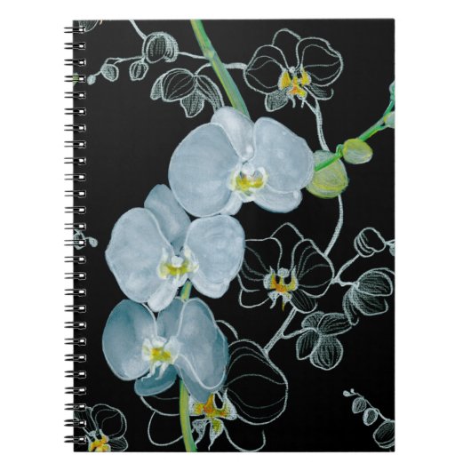 Waterverf White Orchids Pattern Notitieboek (Voorkant)