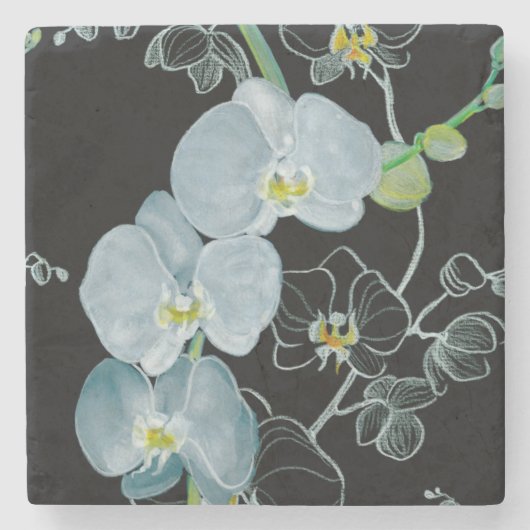 Waterverf White Orchids Pattern Stenen Onderzetter (Voorkant)