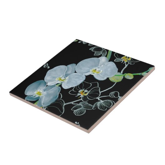 Waterverf White Orchids Pattern Tegeltje (Zijkant)