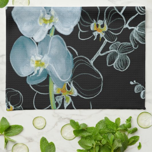 Waterverf White Orchids Pattern Theedoek (Gevouwen)