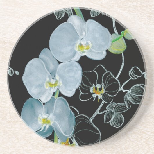 Waterverf White Orchids Pattern Zandsteen Onderzetter (Voorkant)