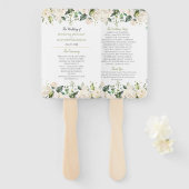 Waterverf White Peonies and Rozen Lijst Wedding Handwaaier (Voorkant en achterkant)