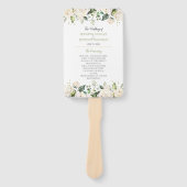 Waterverf White Peonies and Rozen Lijst Wedding Handwaaier (Voorkant)