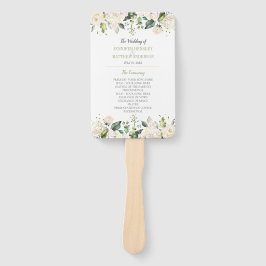 Waterverf White Peonies and Rozen Lijst Wedding Handwaaier