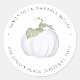 Waterverf White Pumpkin Return-adres Ronde Sticker