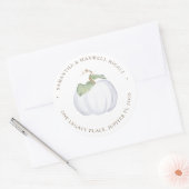Waterverf White Pumpkin Return-adres Ronde Sticker (Envelop)