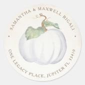 Waterverf White Pumpkin Ronde Sticker (Voorkant)