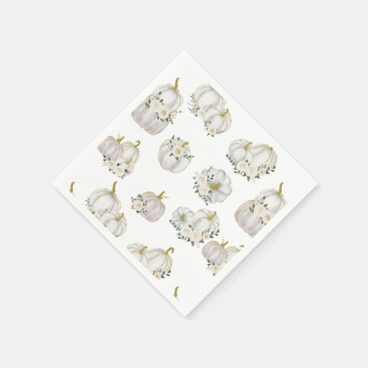 Waterverf White Pumpkin Roos Baby shower Servet (Hoek)